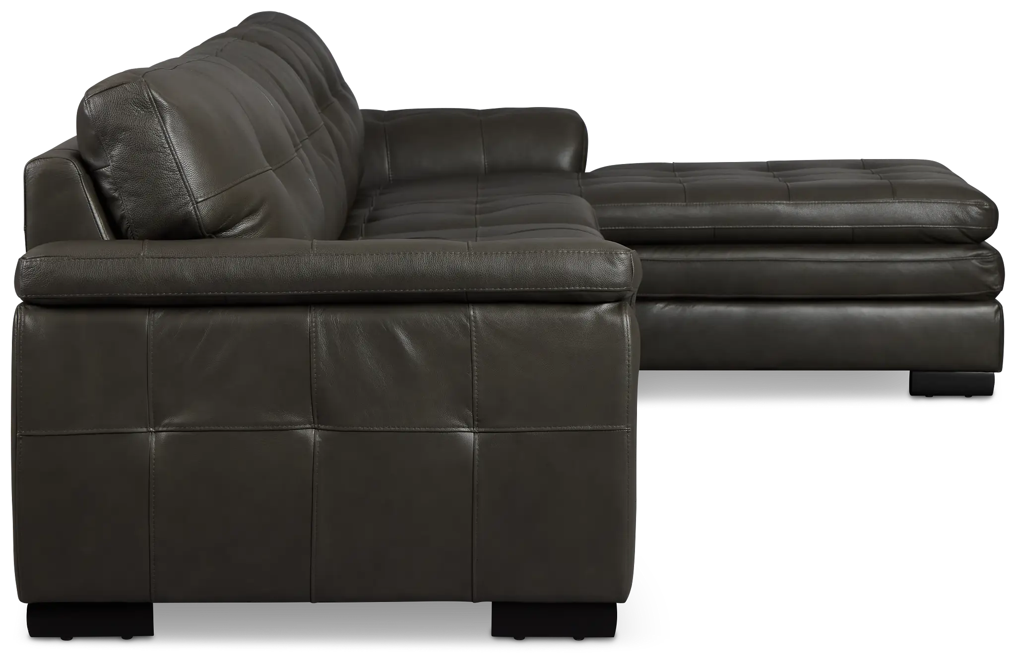 Braden Dark Gray Leather Small Right Chaise Sectional Braden Dark Gray Leather Small Right Chaise Sectional