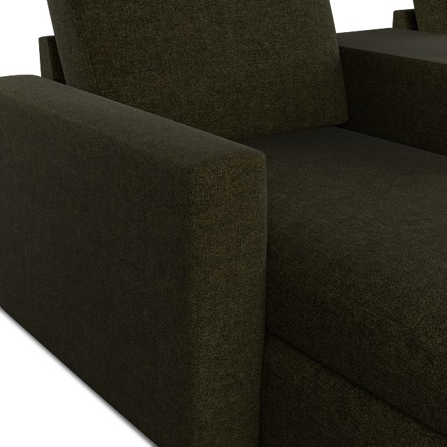 Citymod Green Fabric Small Left Chaise Sectional With Storage Console