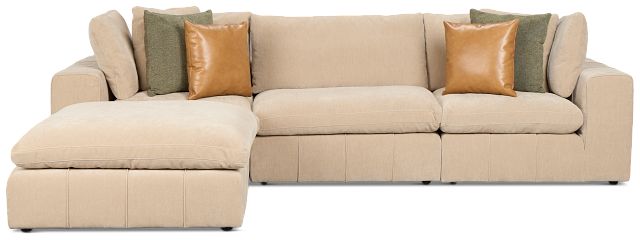 Cruz Light Beige Fabric 4-piece Bumper Sectional