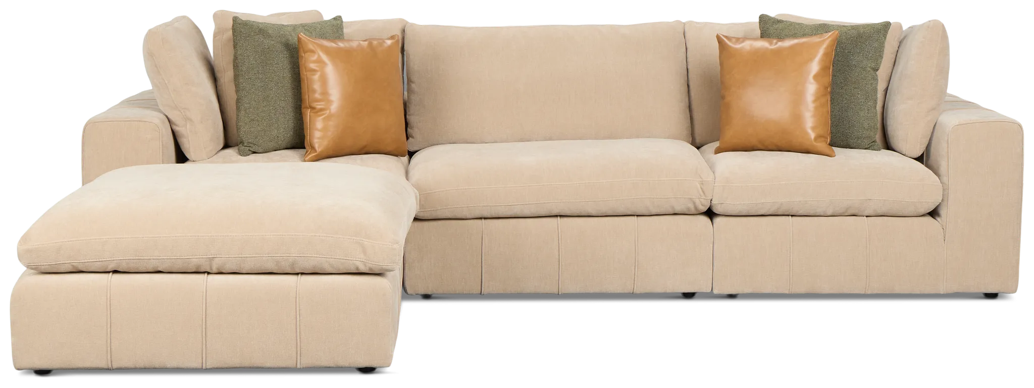 Cruz Light Beige Fabric 4-piece Bumper Sectional