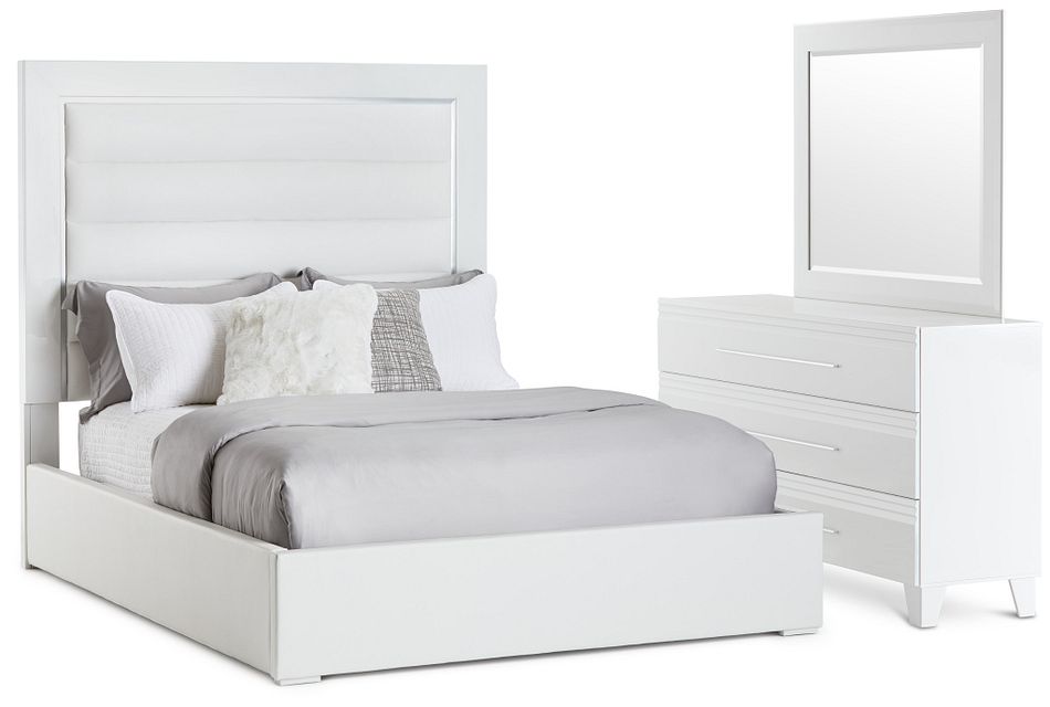 Midtown White Uph Platform Bedroom
