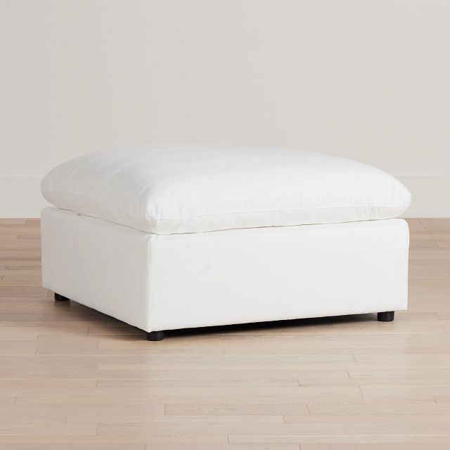 Skye White Fabric Ottoman