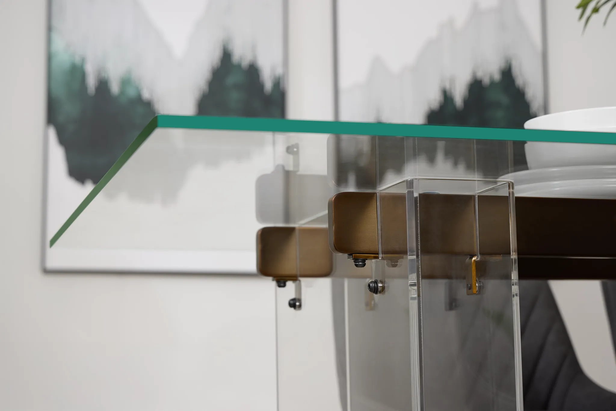 Avondale Glass Rect Table With 6 Upholstered Side Chairs