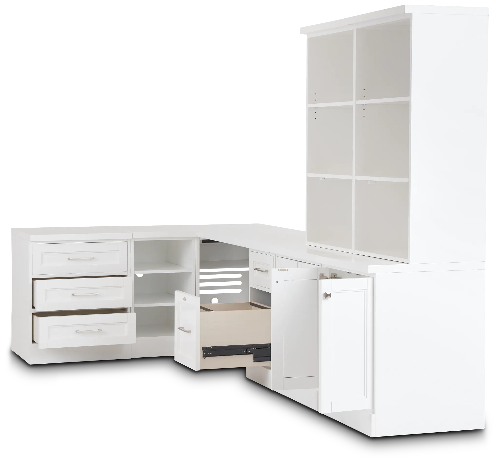 Newport White 5 Piece L Desk