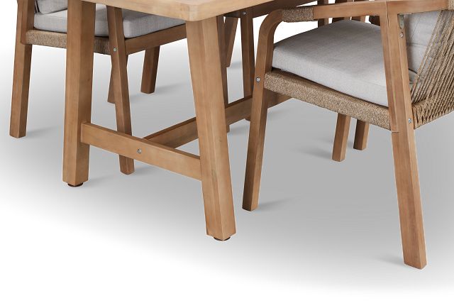 Laguna Light Tone 90" Rectangular Table & 4 Gray Cushioned Chairs
