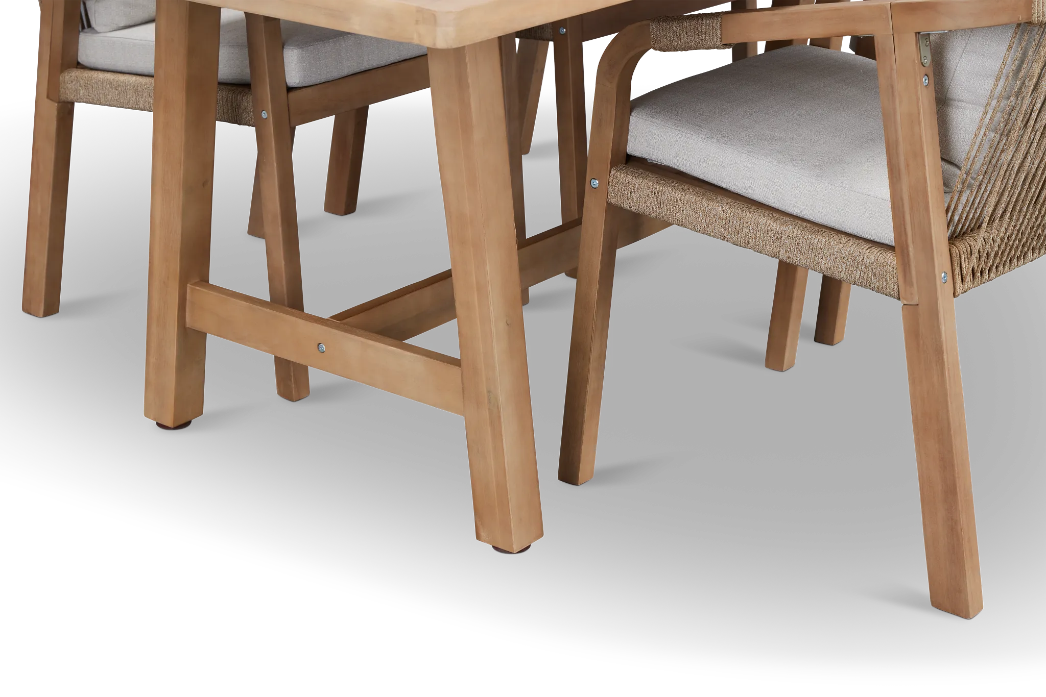 Laguna Light Tone 90" Rectangular Table & 4 Gray Cushioned Chairs