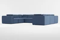 Destin Revenue Dark Blue Fabric 8-piece Modular Sectional