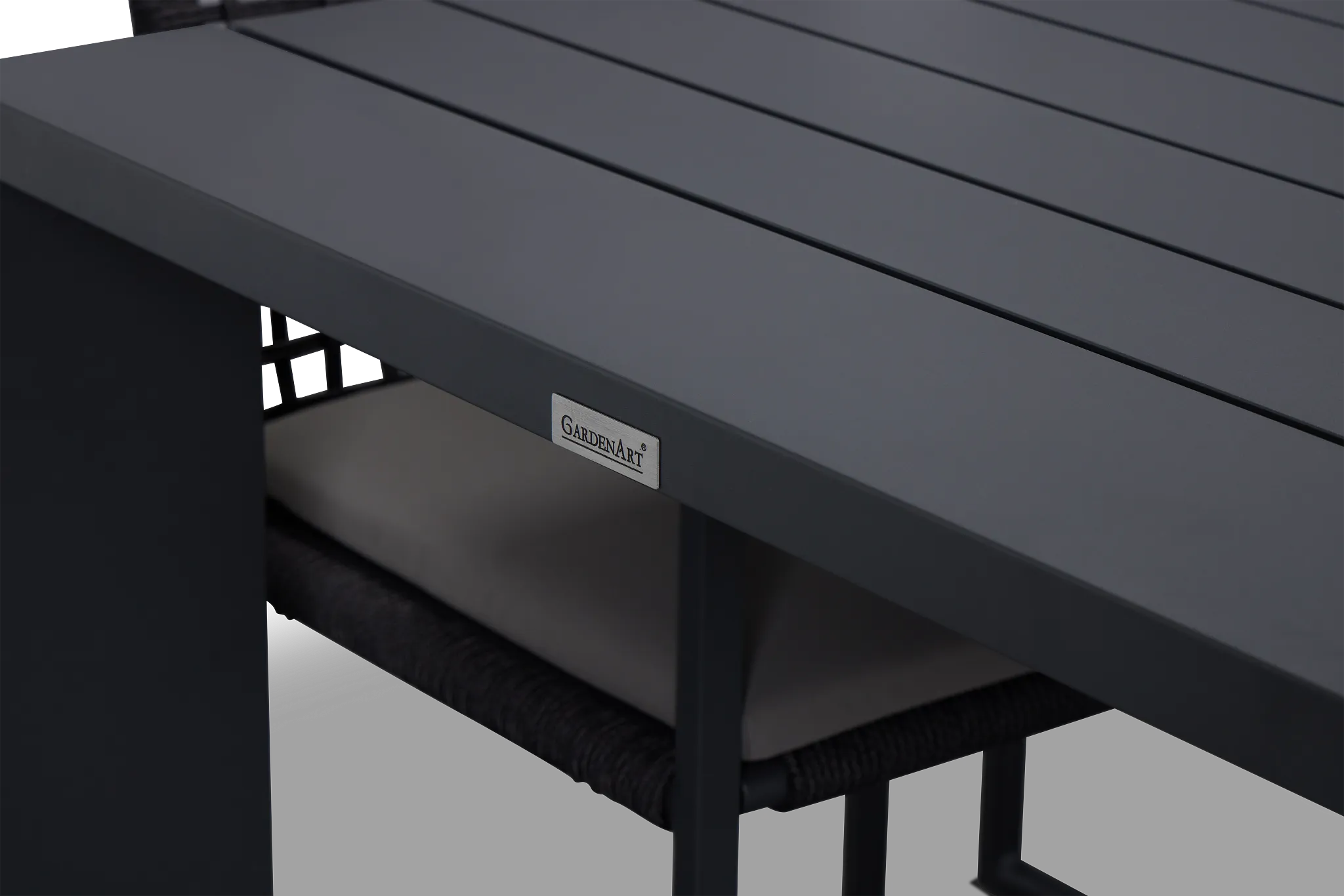 Sunrise Dark Gray 86" Rectangular Table & 4 Aluminum Arm Chairs