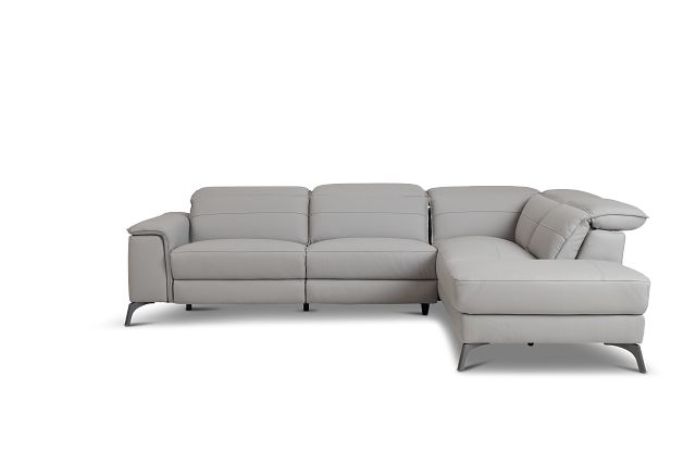 Pearson Gray Leather Right Bumper Sectional (4)