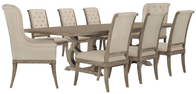 Marquesa Gray Table & 4 Upholstered Chairs