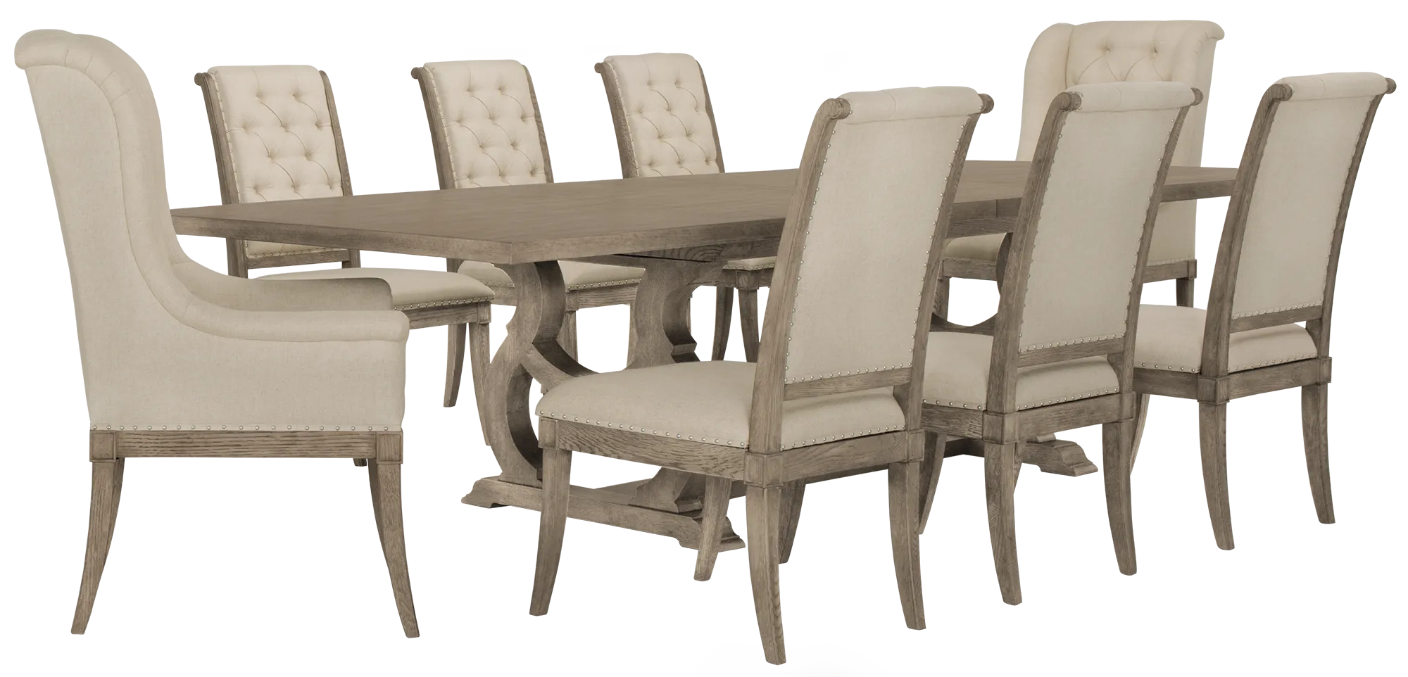 Marquesa Gray Table & 4 Upholstered Chairs