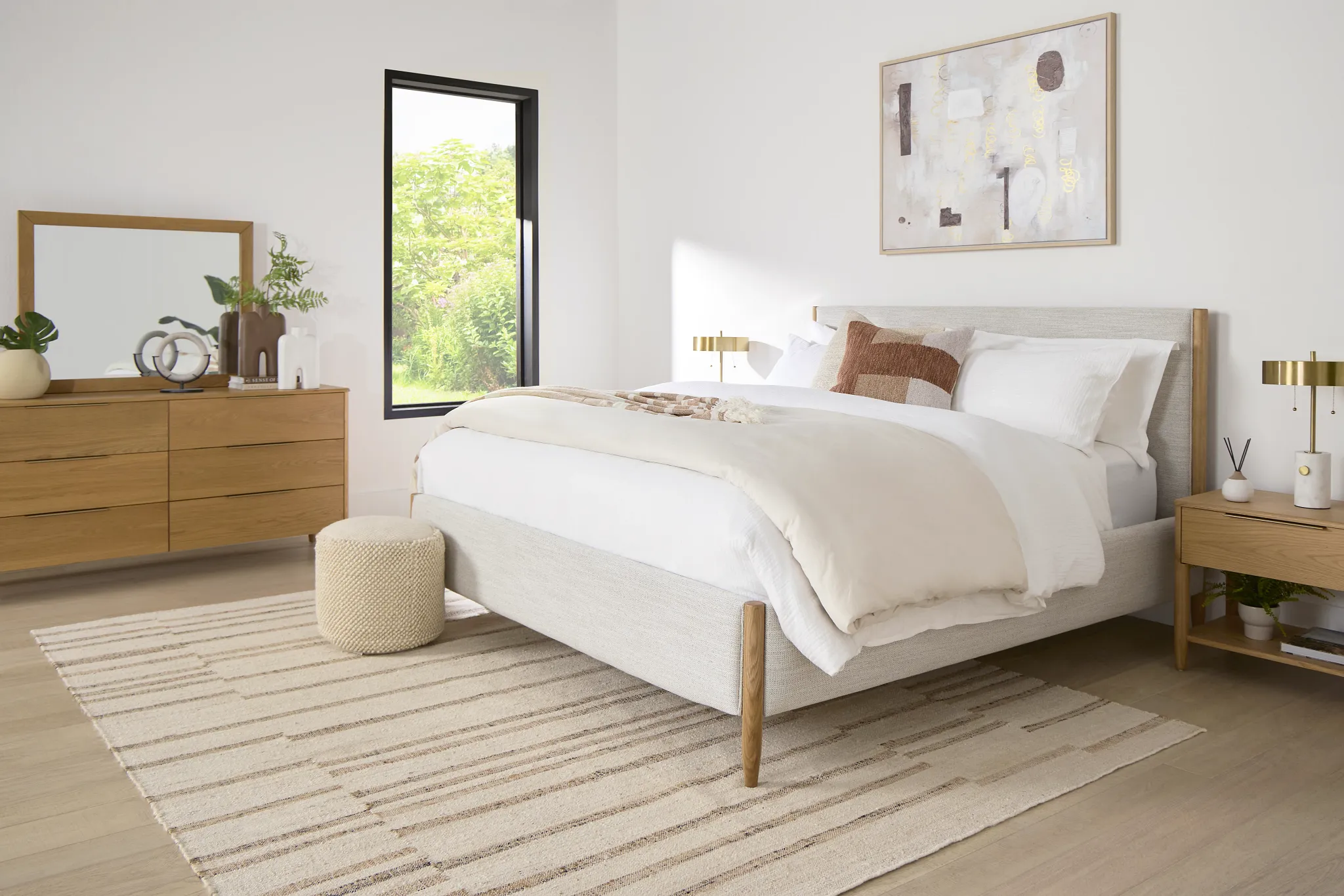 Stockton White Uph Panel Bed