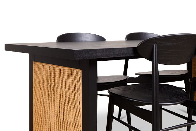 Brisbane Black Rectangular Table & 4 Wood Chairs