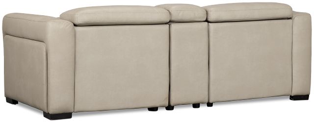 Melody Light Gray Micro Power Reclining Console Sofa