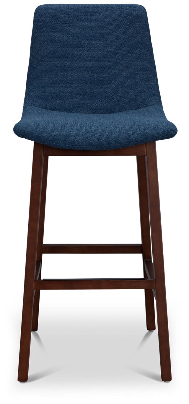 Hamilton Dark Blue Fabric 30" Upholstered Barstool