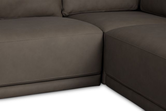 Kellan Dark Gray Leather Large Right Chaise Sectional