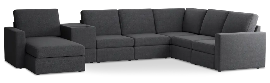 Citymod Dark Gray Fabric Large Left Chaise Sectional With Storage Console Citymod Dark Gray Fabric Large Left Chaise Sectional With Storage Console