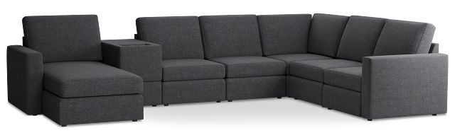 Citymod Dark Gray Fabric Large Left Chaise Sectional With Storage Console