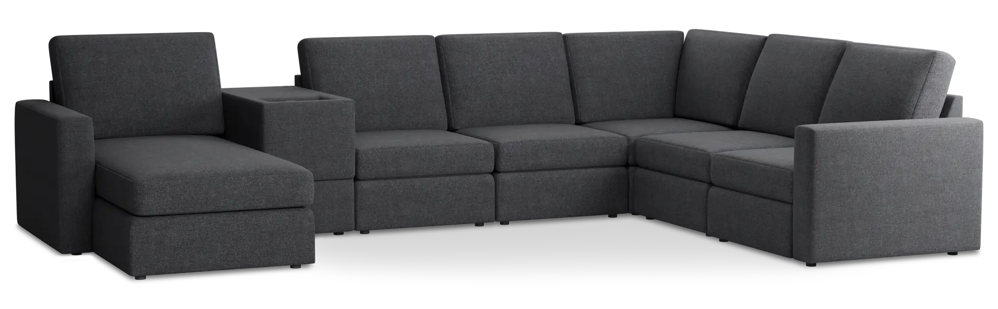 Citymod Dark Gray Fabric Large Left Chaise Sectional With Storage Console Citymod Dark Gray Fabric Large Left Chaise Sectional With Storage Console