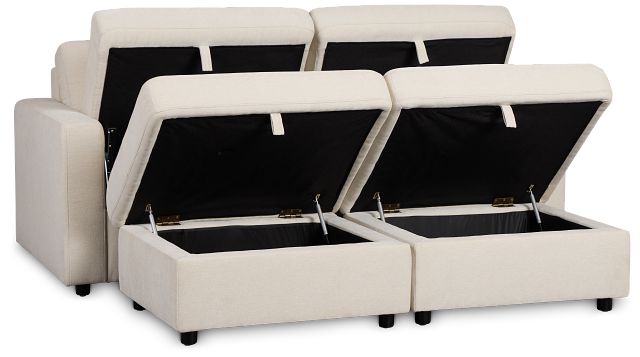 Addie Beige Fabric 4-piece Pit Storage Sectional