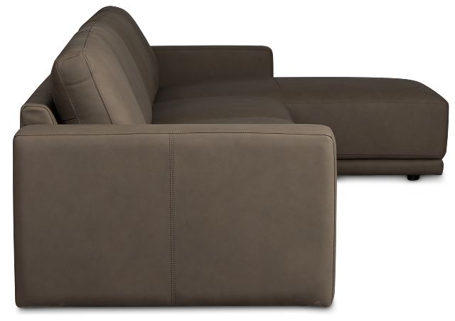 Kellan Dark Gray Leather Small Right Chaise Sectional