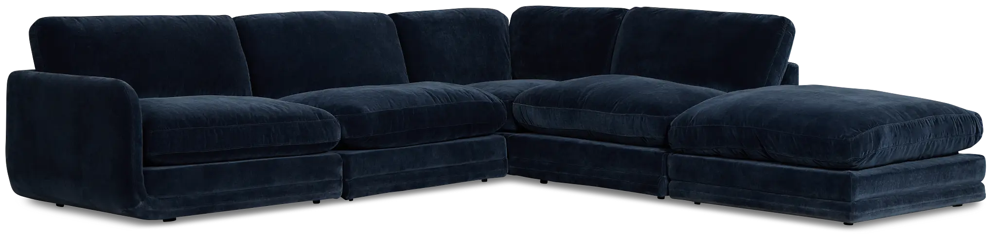 Jules Dark Blue Velvet 5-piece Right Facing Bumper Sectional Jules Dark Blue Velvet 5-piece Right Facing Bumper Sectional