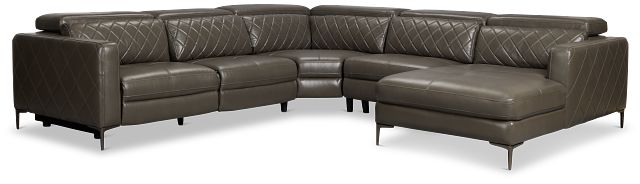 Ava Dark Gray Micro Small Right Chaise Power Reclining Sectional