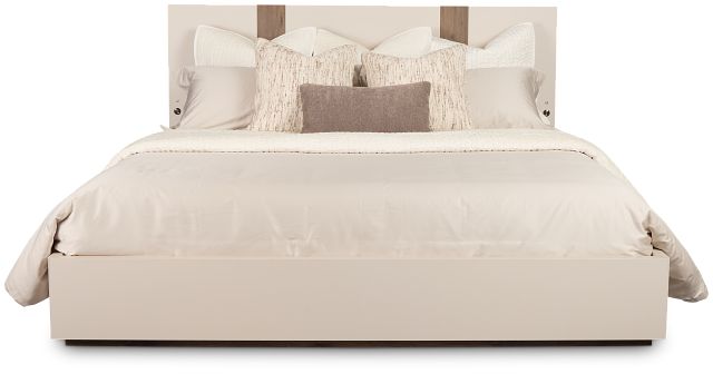 Brasilia Light Beige Platform Bed With Speaker