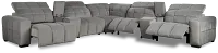 Gemma Light Gray Velvet Large Dual Power Left Chaise Sectional
