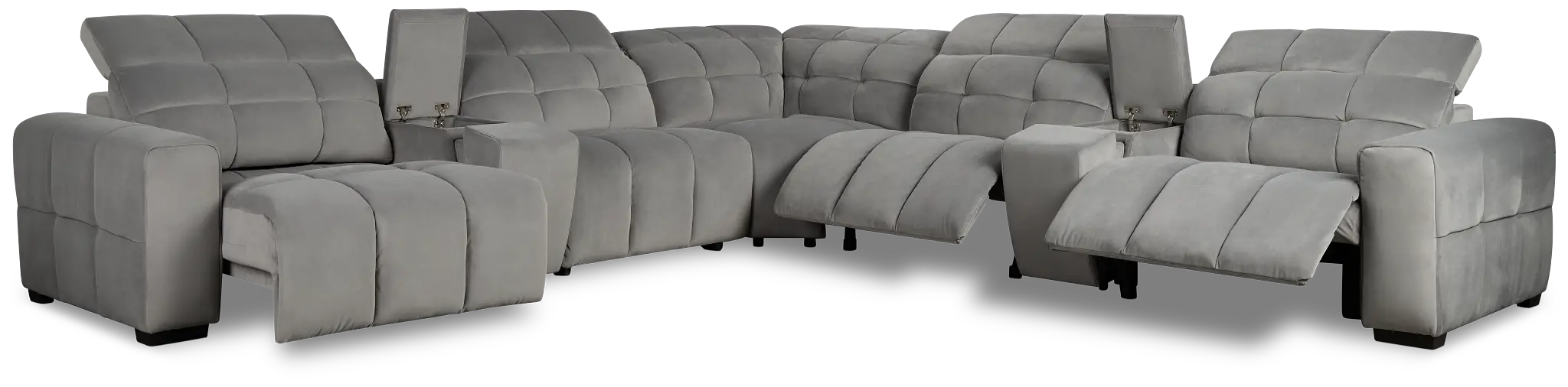 Gemma Light Gray Velvet Large Dual Power Left Chaise Sectional Gemma Light Gray Velvet Large Dual Power Left Chaise Sectional