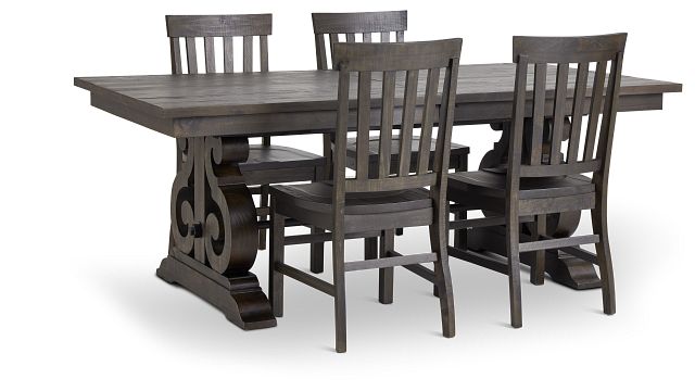 Sonoma Dark Tone Trestle Table & 4 Wood Chairs (2)
