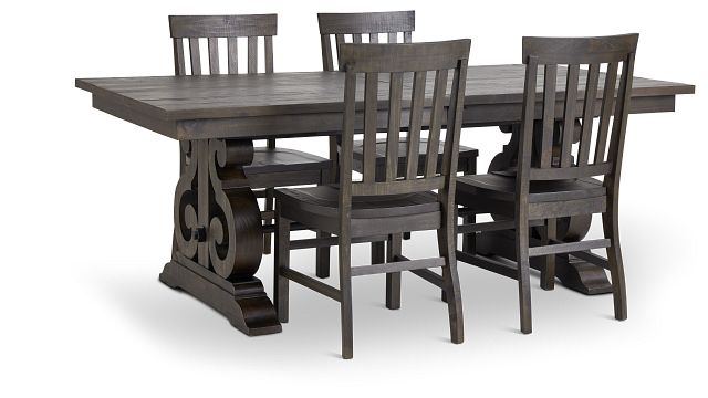 Sonoma Dark Tone Trestle Table & 4 Wood Chairs