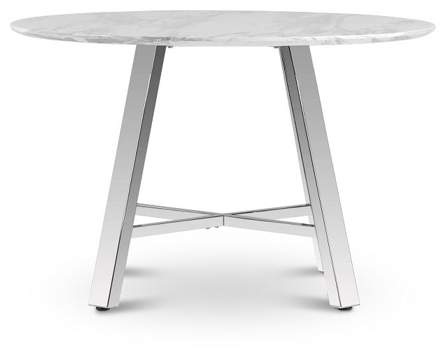 Capri White 48" Round Table With Stainless Steel Legs