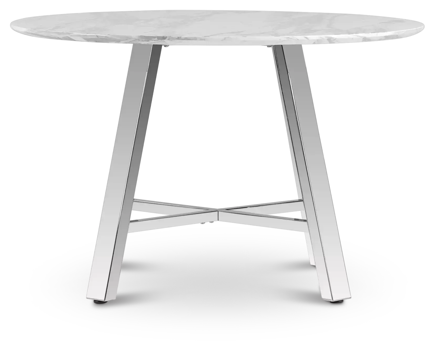 Capri White 48" Round Table With Stainless Steel Legs Capri White 48" Round Table With Stainless Steel Legs