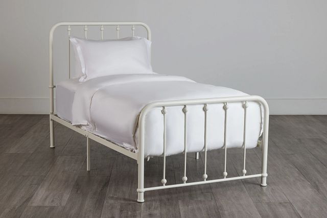 Rory White Metal Panel Bed