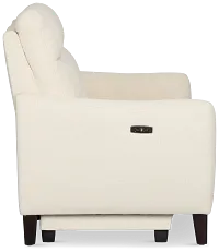 Keaton White Fabric Power Reclining Loveseat W/ Power Headrest