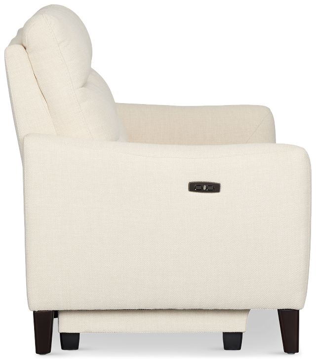 Keaton White Fabric Power Reclining Loveseat W/ Power Headrest