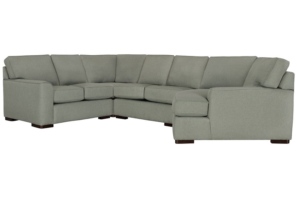 Austin GREEN FABRIC Small Right Cuddler Sectional