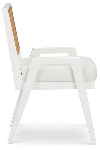 Malibu White Woven Upholstered Arm Chair