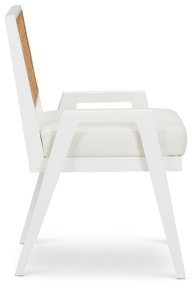 Malibu White Woven Upholstered Arm Chair