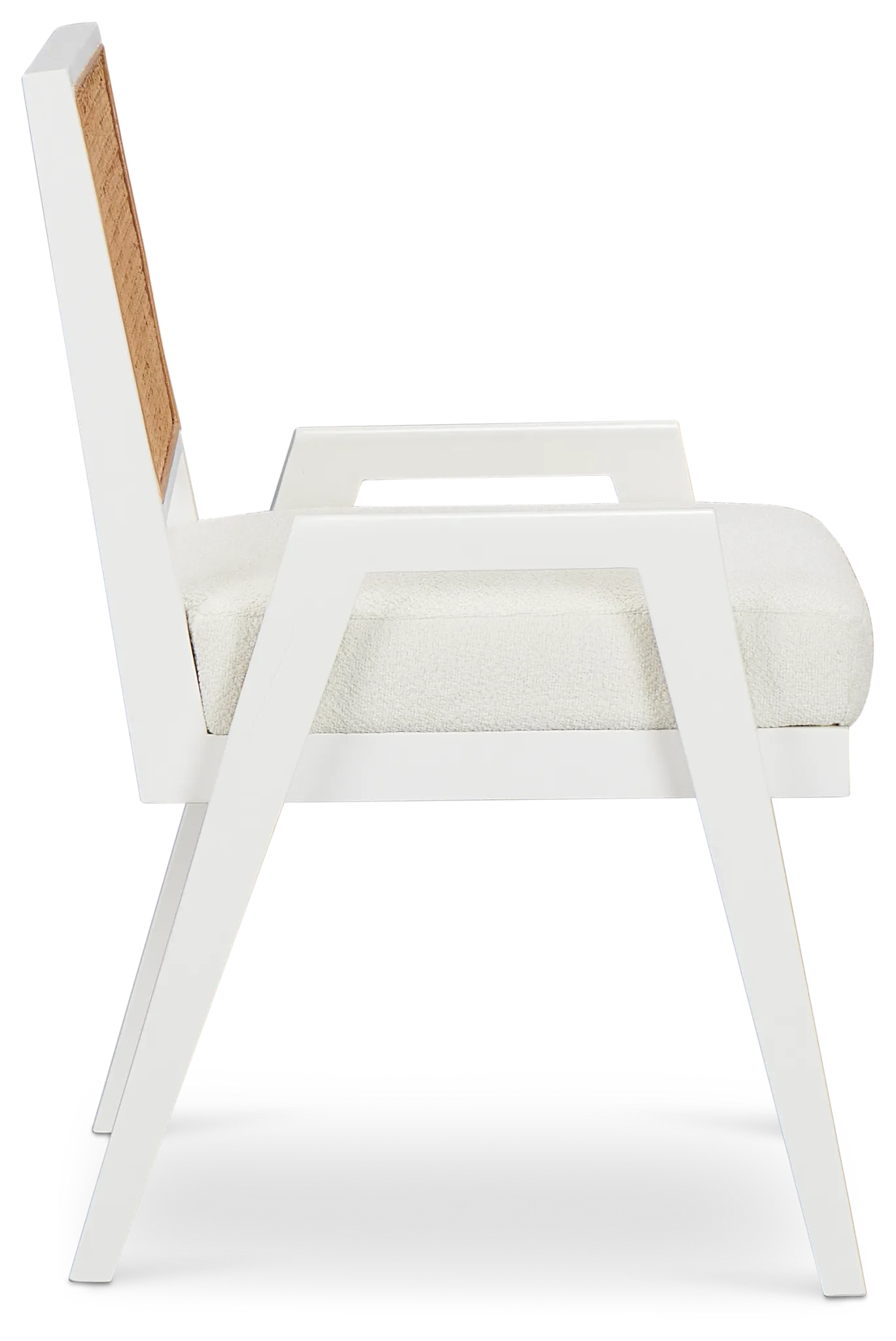 Malibu White Woven Upholstered Arm Chair