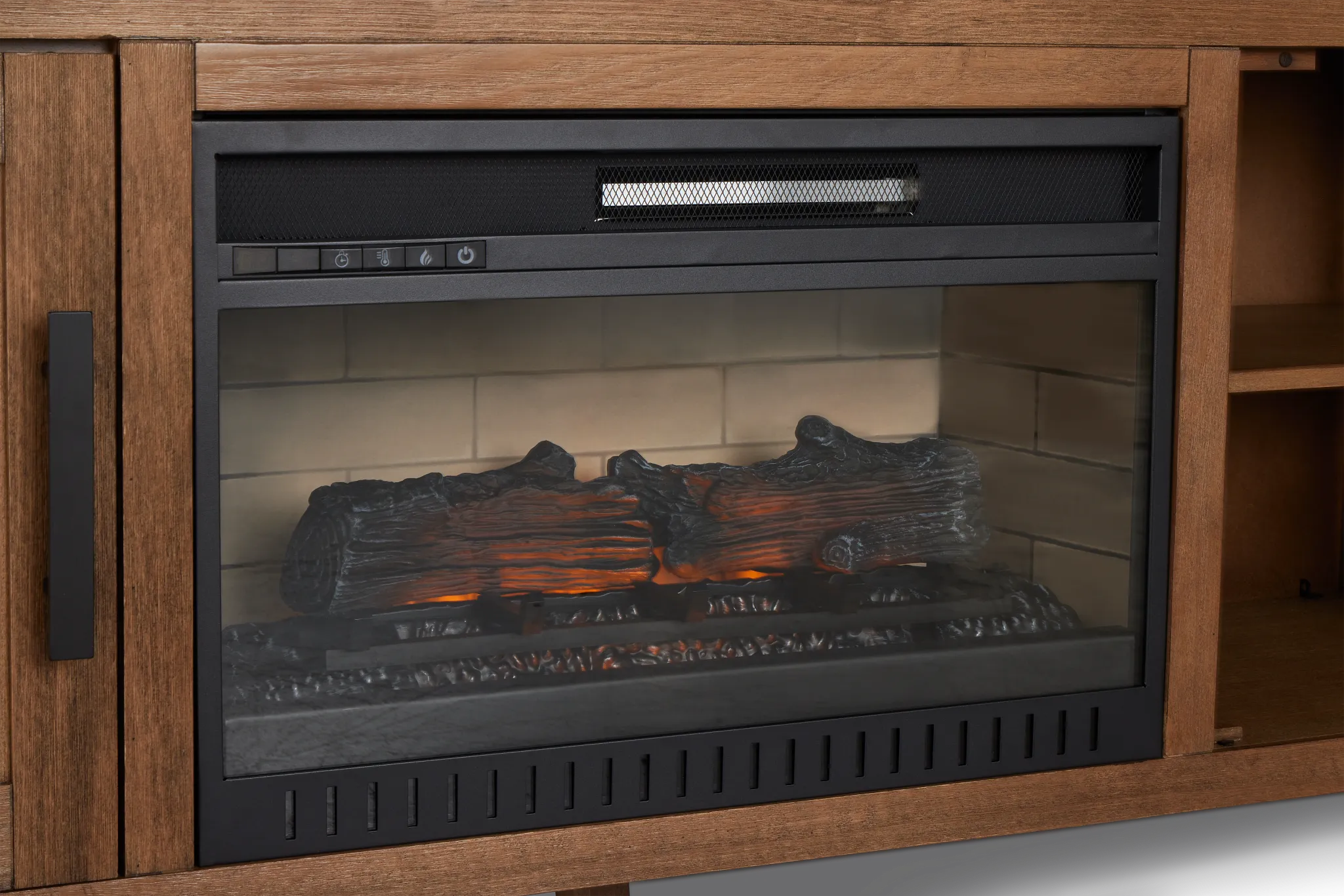 Richmond Light Tone 64" Door Pier Entertainment Wall With Fireplace