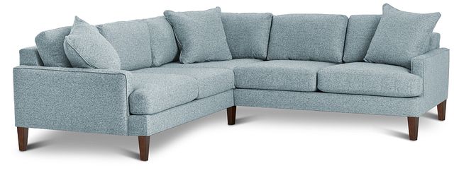 Morgan Teal Fabric Small Left 2-arm Sectional W/ Wood Legs (0)