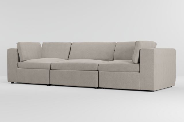 Destin Revenue Beige Fabric 3 Piece Modular Sofa