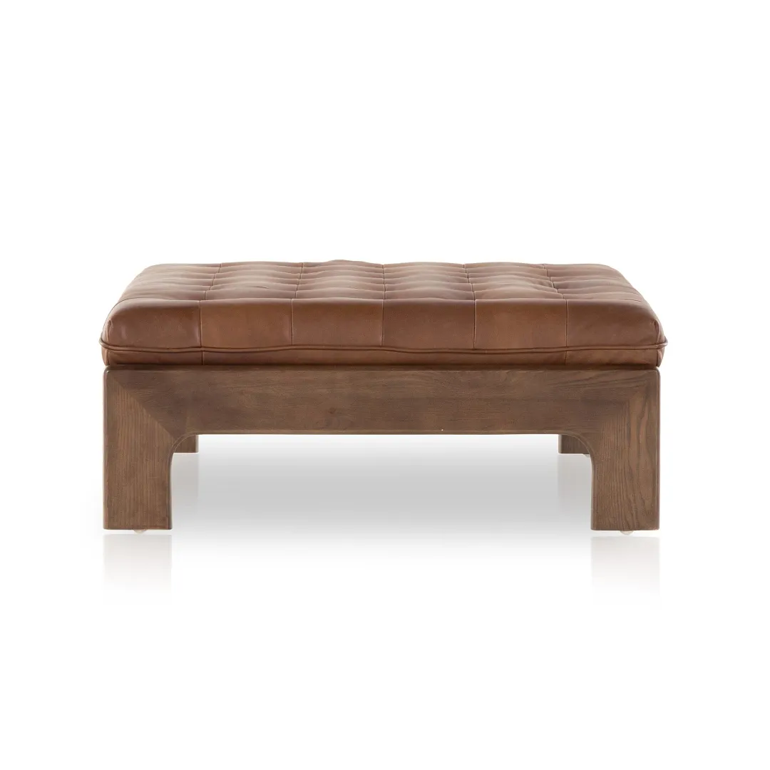 Four Hands Ferda Brown Leather Cocktail Ottoman