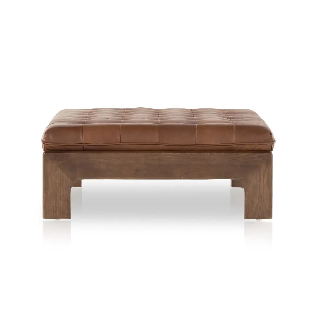 Four Hands Ferda Brown Leather Cocktail Ottoman Four Hands Ferda Brown Leather Cocktail Ottoman