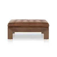 Four Hands Ferda Brown Leather Cocktail Ottoman