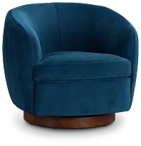 Hazel Dark Blue Velvet Swivel Accent Chair