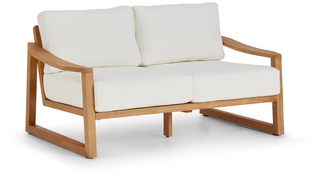 Tobago Light Tone Loveseat With White Cushions Tobago Light Tone Loveseat With White Cushions