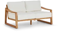 Tobago Light Tone Loveseat With White Cushions